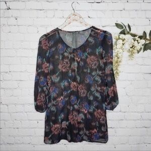 KIMCHI BLUE Urban Outfitters black floral top